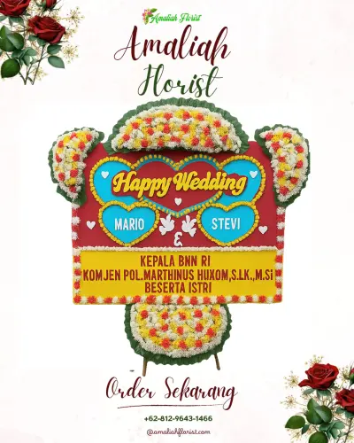 Karangan Papan Bunga Pernikahan di Onowaembo